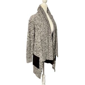 GREYLIN | ANTHROPOLOGIE Lambswool Chunky Longline Open Front Gray Cardigan XS